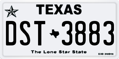 TX license plate DST3883