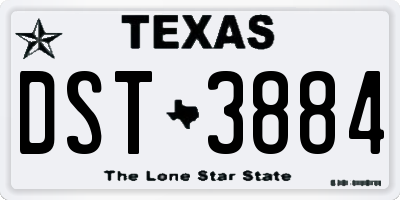 TX license plate DST3884
