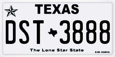 TX license plate DST3888