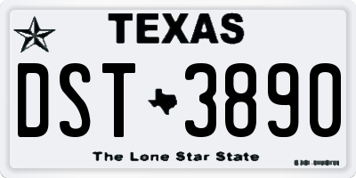 TX license plate DST3890