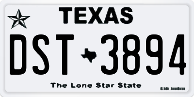 TX license plate DST3894