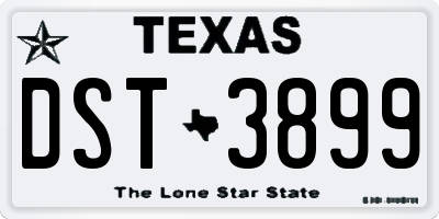 TX license plate DST3899