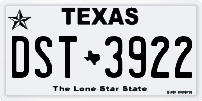 TX license plate DST3922
