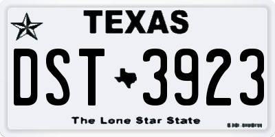 TX license plate DST3923