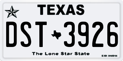 TX license plate DST3926