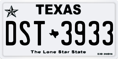 TX license plate DST3933