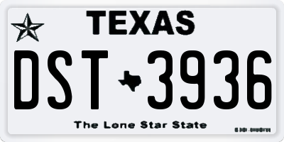 TX license plate DST3936