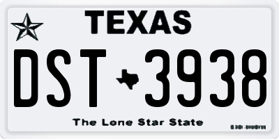TX license plate DST3938