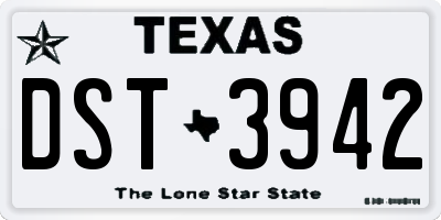 TX license plate DST3942