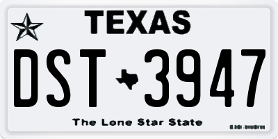 TX license plate DST3947