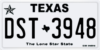 TX license plate DST3948