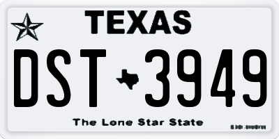 TX license plate DST3949