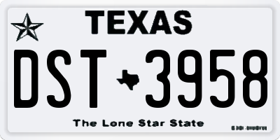 TX license plate DST3958