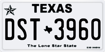 TX license plate DST3960