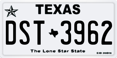 TX license plate DST3962