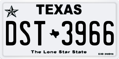 TX license plate DST3966