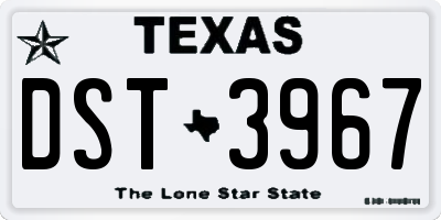 TX license plate DST3967