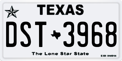 TX license plate DST3968