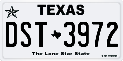 TX license plate DST3972
