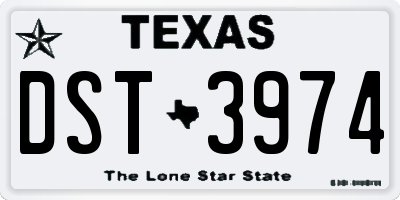 TX license plate DST3974