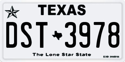 TX license plate DST3978