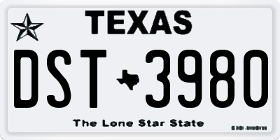 TX license plate DST3980