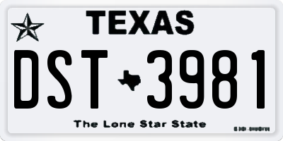 TX license plate DST3981