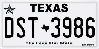 TX license plate DST3986