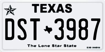 TX license plate DST3987