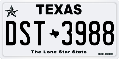 TX license plate DST3988