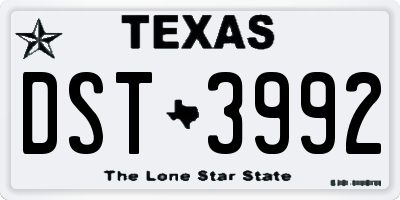 TX license plate DST3992