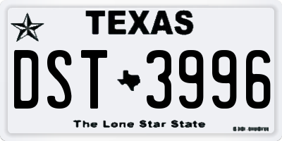 TX license plate DST3996