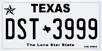 TX license plate DST3999