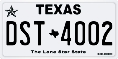TX license plate DST4002