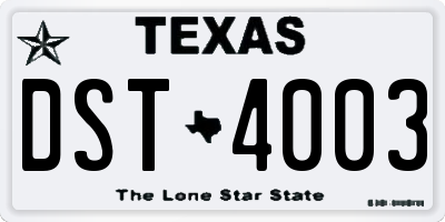 TX license plate DST4003