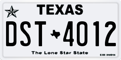 TX license plate DST4012