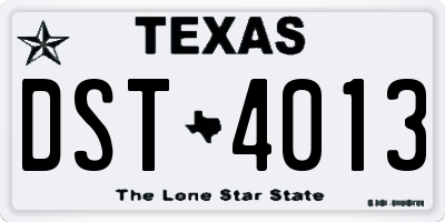 TX license plate DST4013