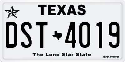 TX license plate DST4019