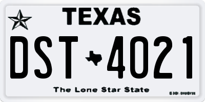 TX license plate DST4021