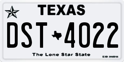 TX license plate DST4022