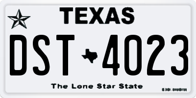 TX license plate DST4023