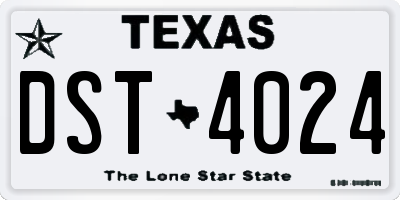 TX license plate DST4024