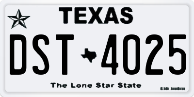 TX license plate DST4025