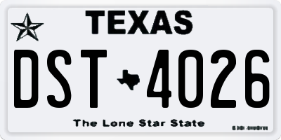 TX license plate DST4026