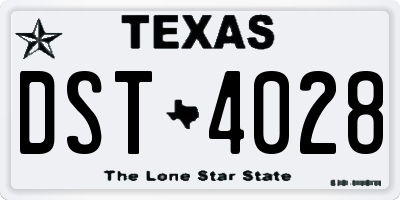 TX license plate DST4028