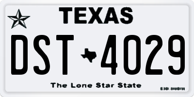 TX license plate DST4029