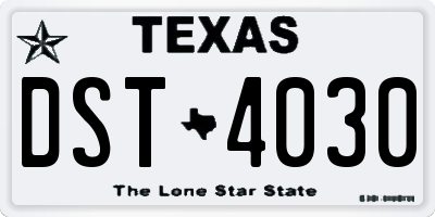 TX license plate DST4030