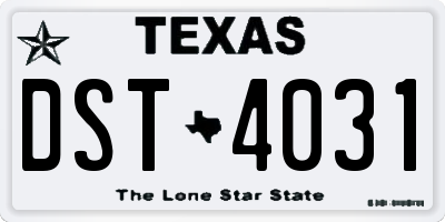 TX license plate DST4031