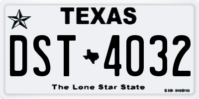 TX license plate DST4032