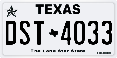 TX license plate DST4033
